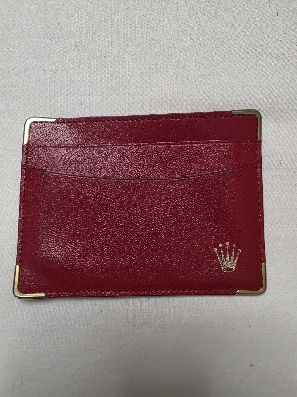 Vintage Rolex Luxury Red Leather Card Holder with Gold Accents